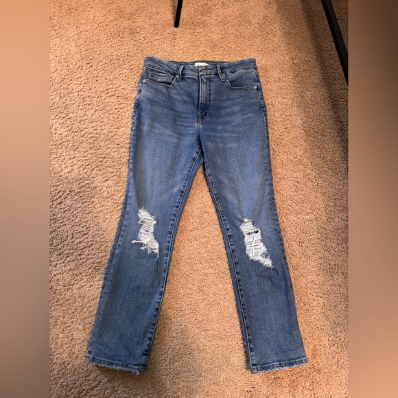 Good American Distressed Straight Leg Jeans Size 8 / 29 - Picture 5 of 6